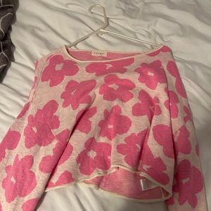 pink flower wide neck sweater